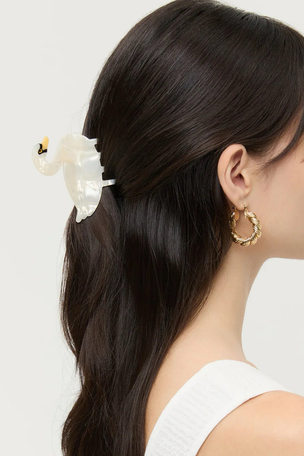 Image of the Loeffler Randall Swan Clip in model's hair
