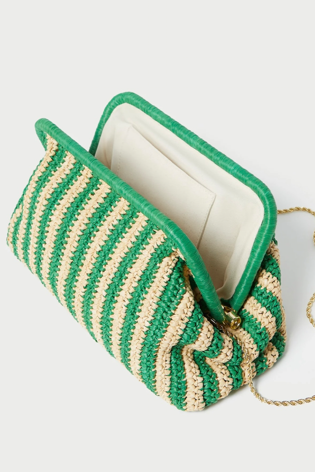 Image of Loeffler Randall Trudie frame clutch in green and natural