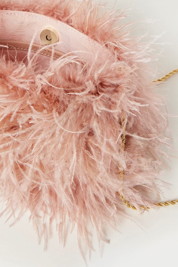 Image of Loeffler Randall Zahara mini feather pouch in blush