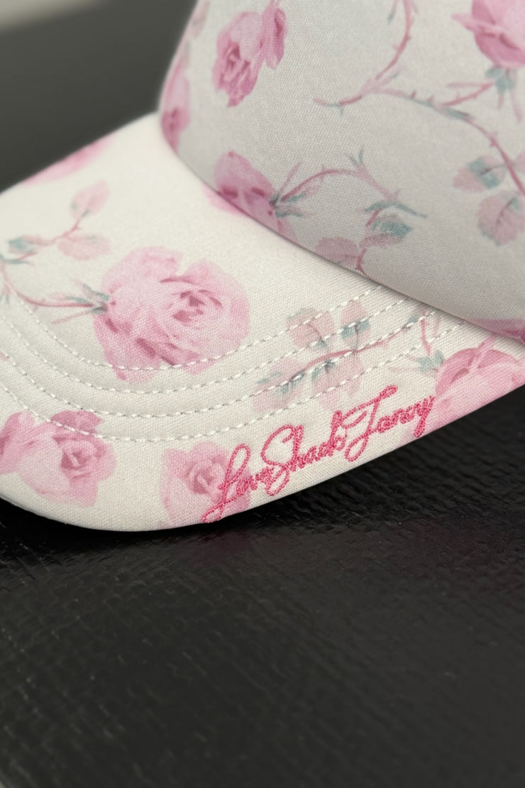 Image of the Love Shack Fancy Joni Trucker Hat side view