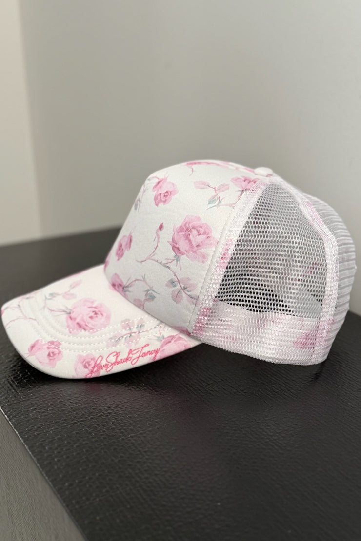 Image of the Love Shack Fancy Joni Trucker Hat side view