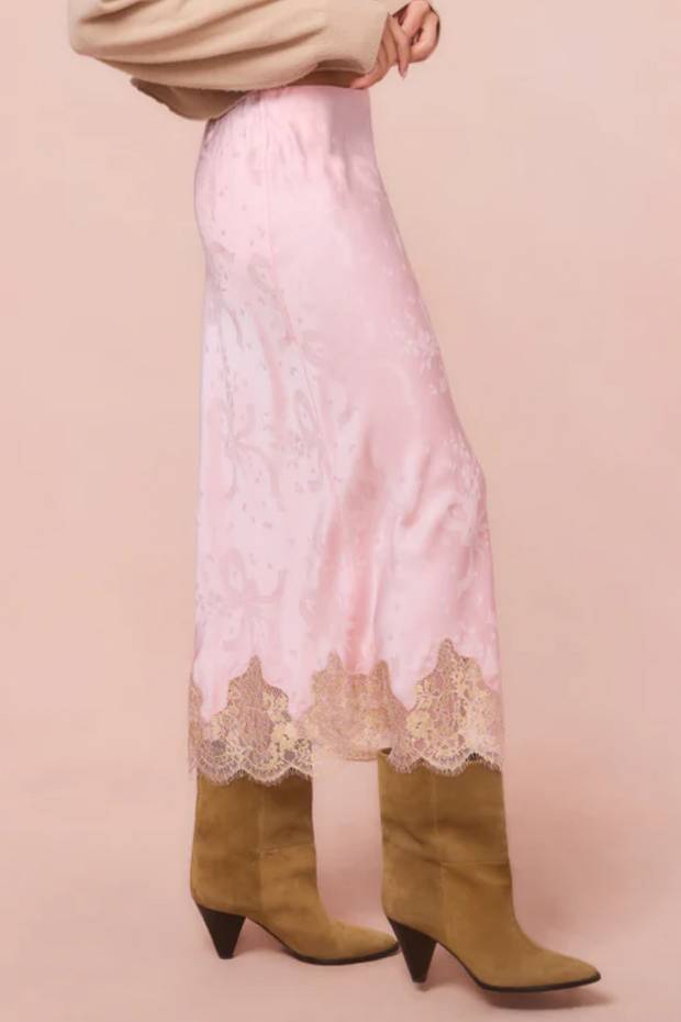 Image of Loveshackfancy Malina skirt in rose pink