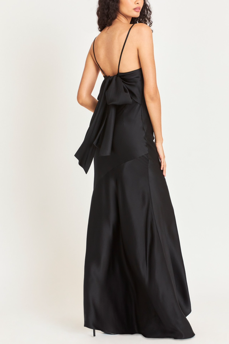 Image of model wearing Loveshackfancy Oaklynn dress in black