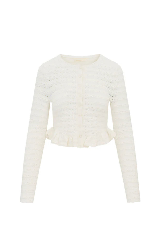 Image of the LOVESHACKFANCY Rogan Cardigan against white background