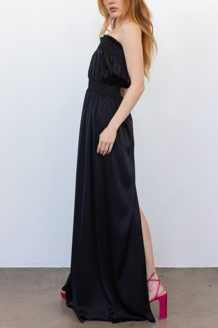 Image of Loyd Ford satin maxi dress in black