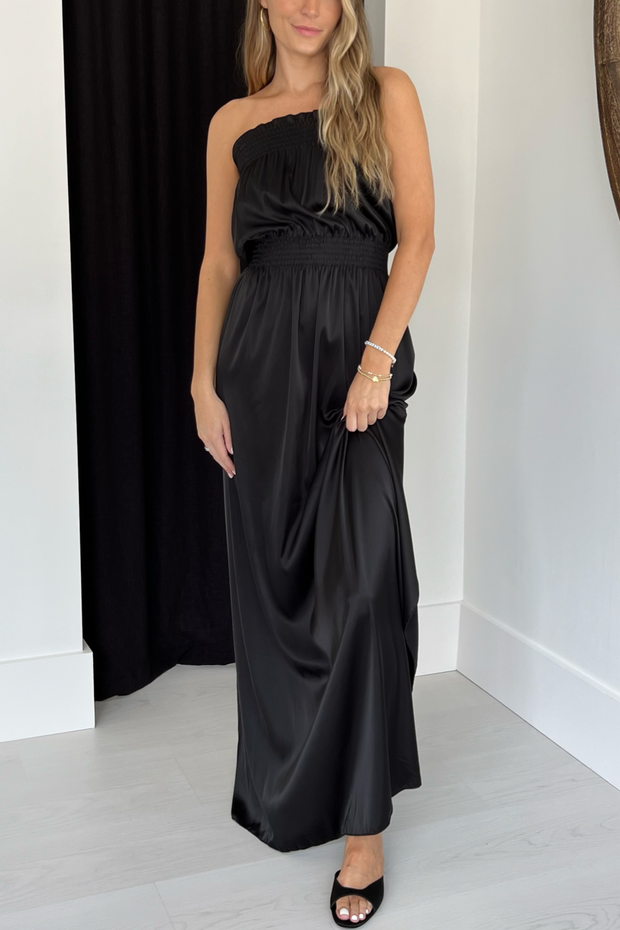 Image of Loyd Ford satin maxi dress in black