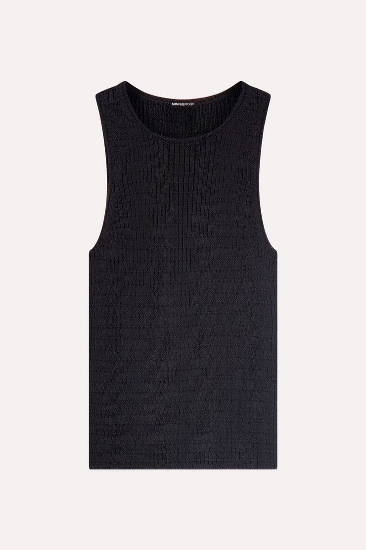 Image of MinnieRose linen cotton blend tank in black
