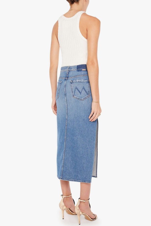 Image of model wearing Mother Split second skirt