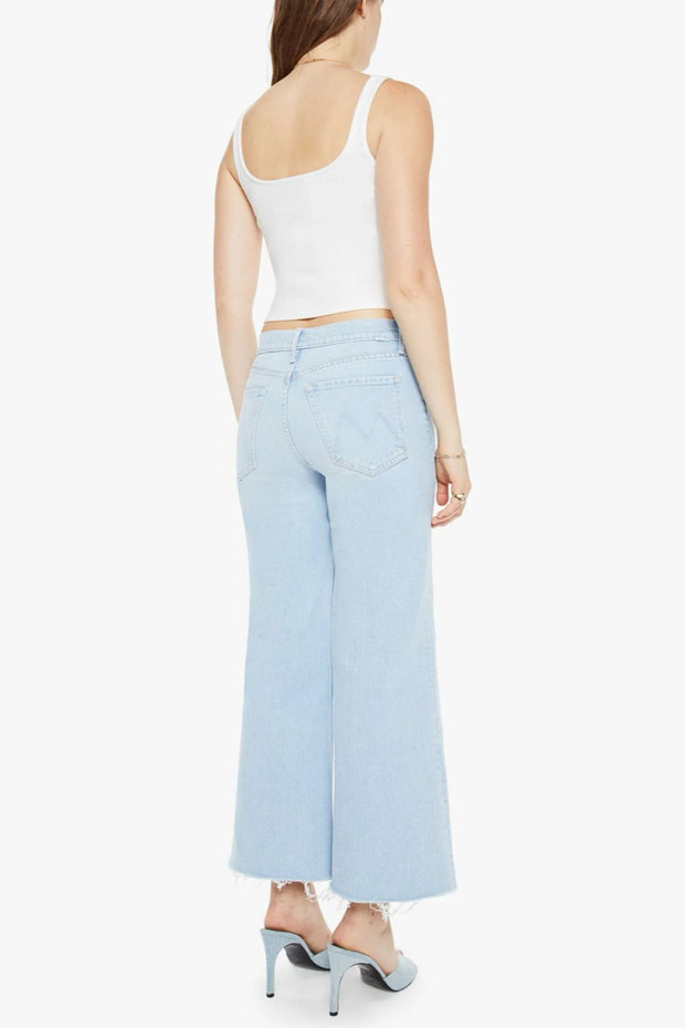 Image of model wearing the Mother The Twister Ankle Fray back view