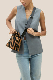 Image of the Naghedi St. Barths Petit Tote Graphic Stripe on model
