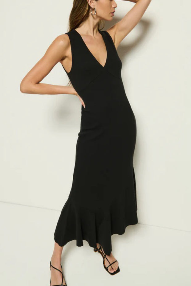 Image of model wearing the Nation Carmel Dress front view