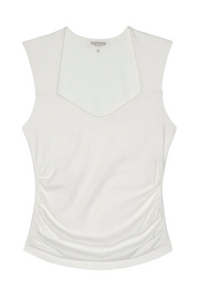 Sleeveless top with a V-neckline on a white background