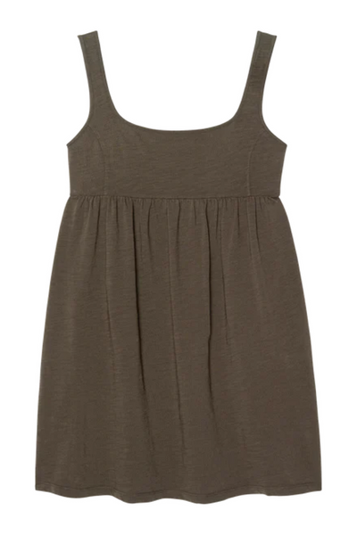 Brown dress with thin straps on a white background