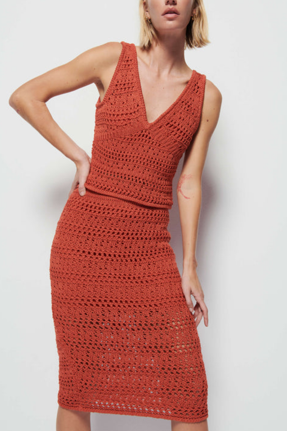 Image of Nation LTD Adriana crochet tank in ginger