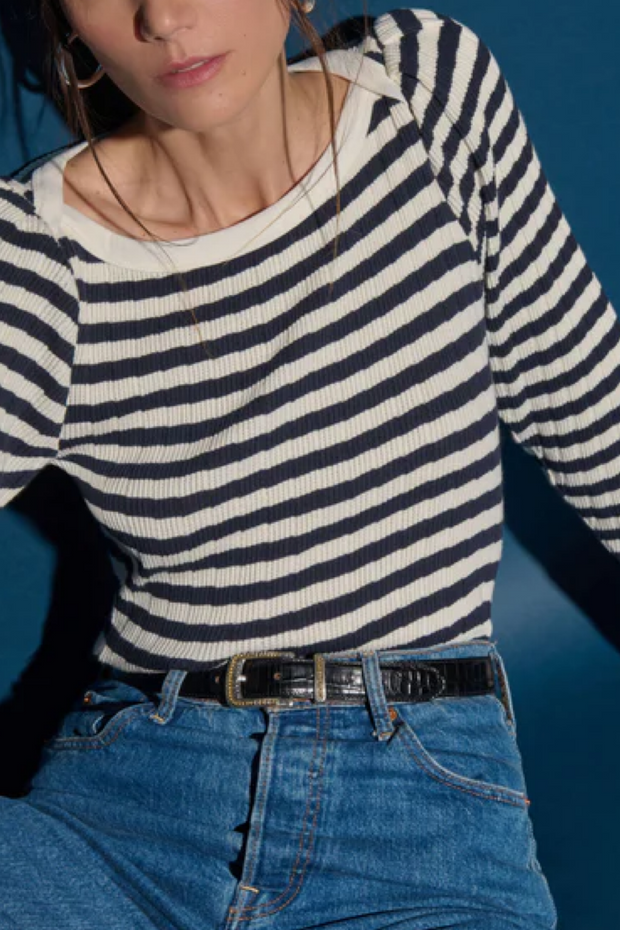 Image of Nation LTD Amelie top in navy stripe