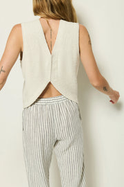 Image of model wearing the Nation Ltd Eliza Sweater back view