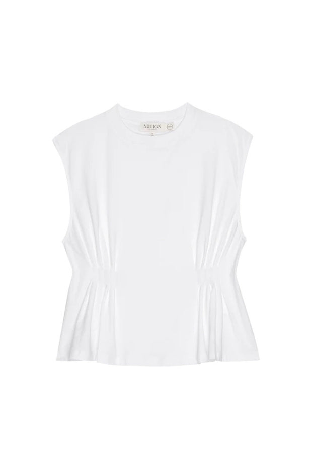 Image of the Nation ltd meg pleated top on white background