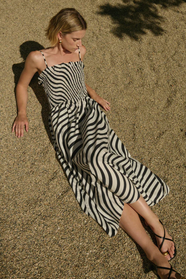 Nation smocked dress in swirl print
