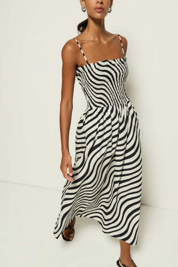 Nation smocked dress in swirl print