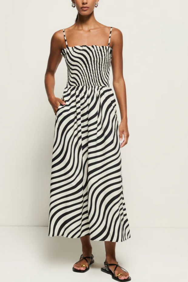 Nation smocked dress in swirl print