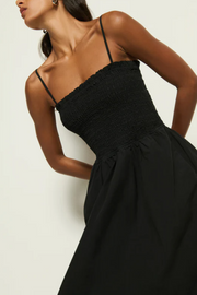 Nation smocked dress in jet black