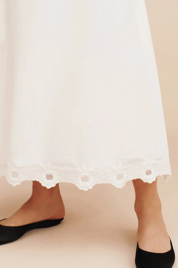 Image of model wearing the Posse Antoinette Skirt close up view of hem