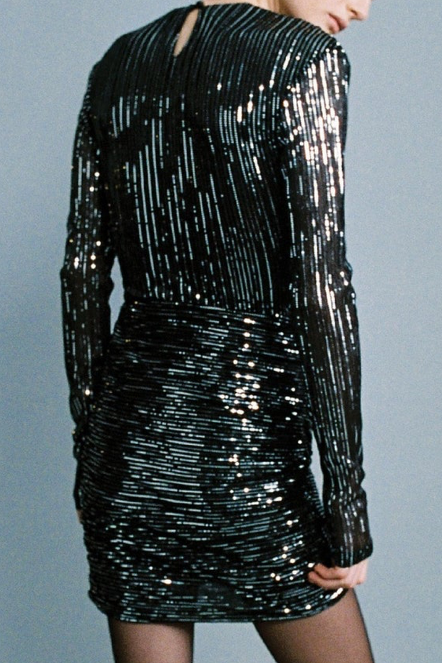 Image of Sabina Musayev Lapisa dress in black and silver