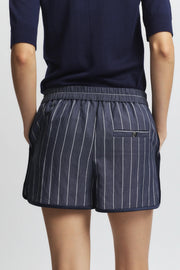Image of model wearing the Saint Art Jen Pinstripe Board Short back view