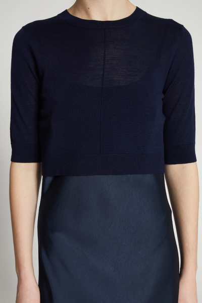 Image of Saint Art Norah cropped navy sweater