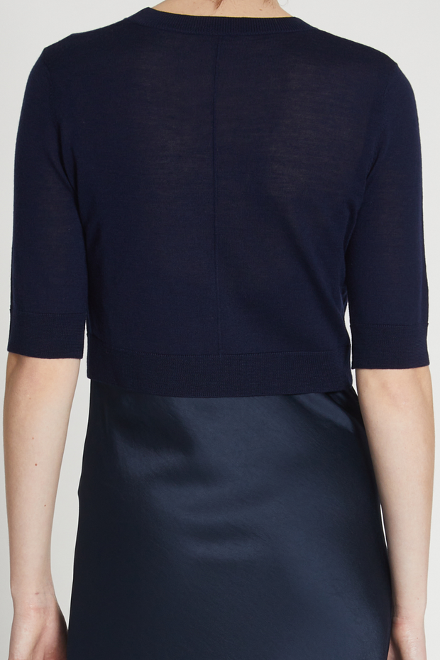 Image of Saint Art Norah cropped navy sweater