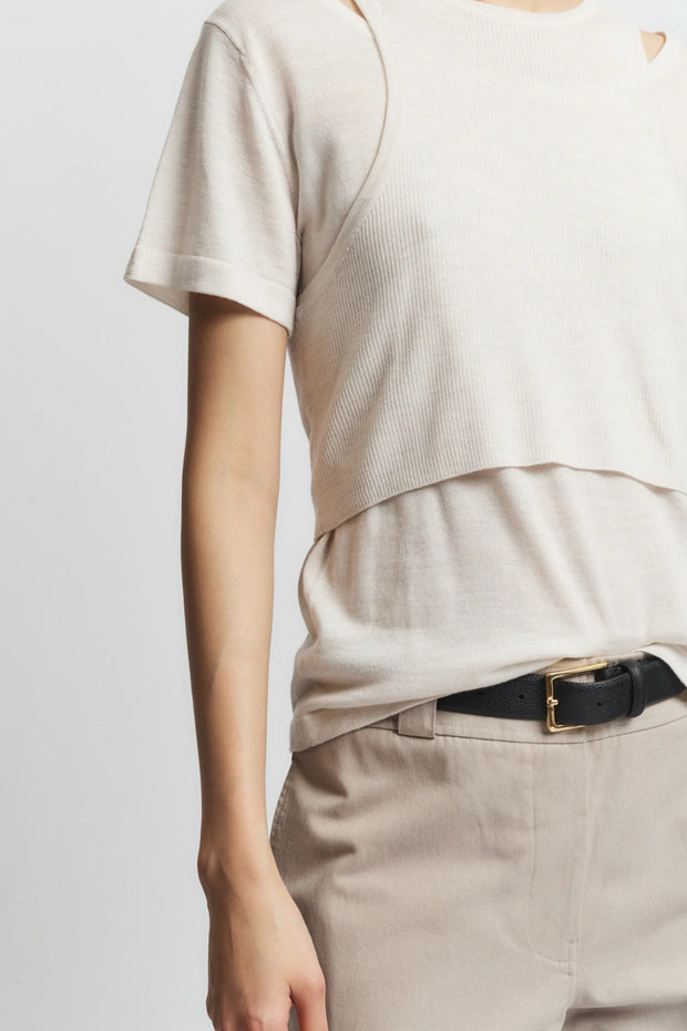 Image of model wearing the Saint Art Steph 2-Piece Knit front view close up