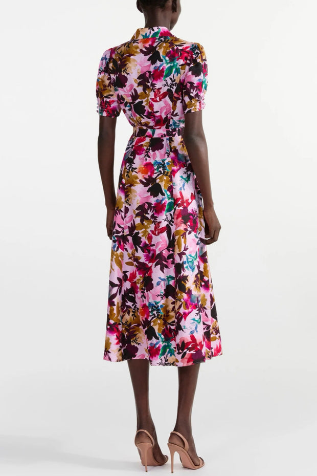Image of model wearing the Saloni Vanessa Dress back view