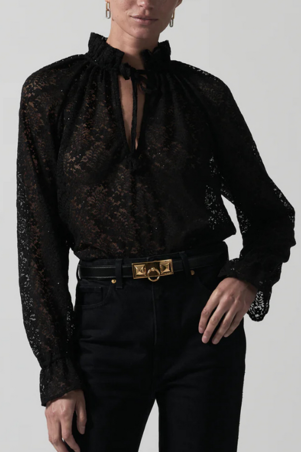 Image of Secular carmel shirt in black lace