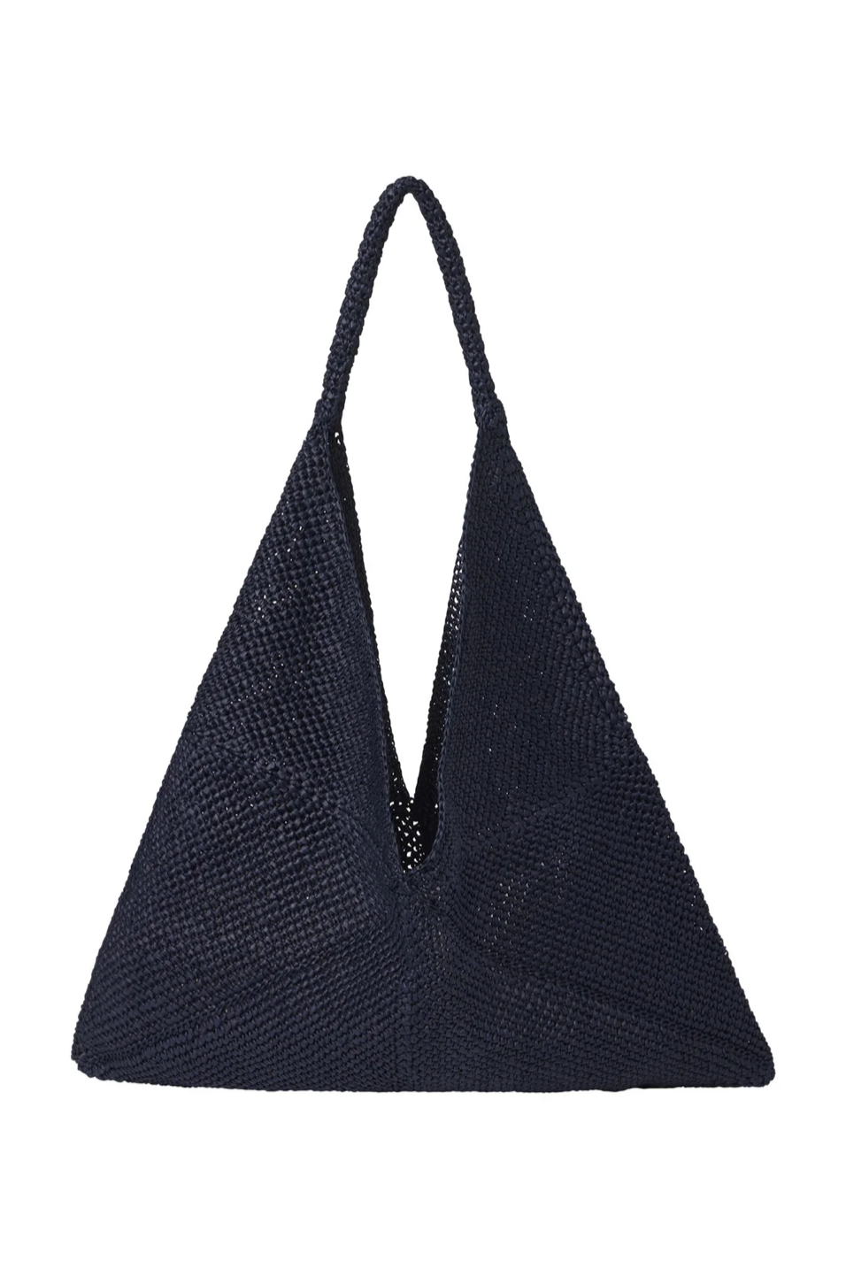 navy knit tote bag 