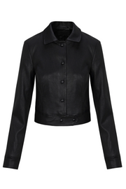 Black leather jacket on a white background