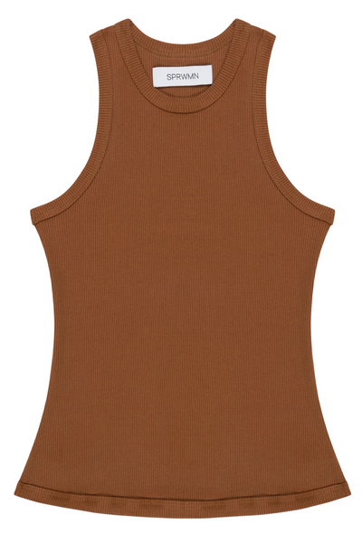 Image of Sprwmn rib racer tank in chestnut