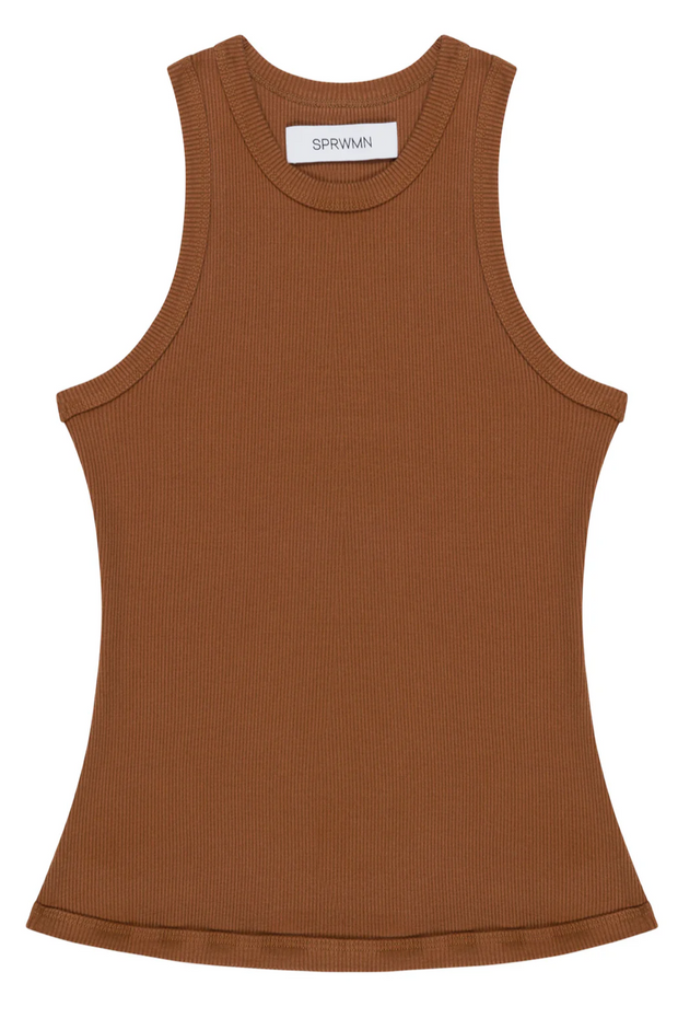 Image of Sprwmn rib racer tank in chestnut