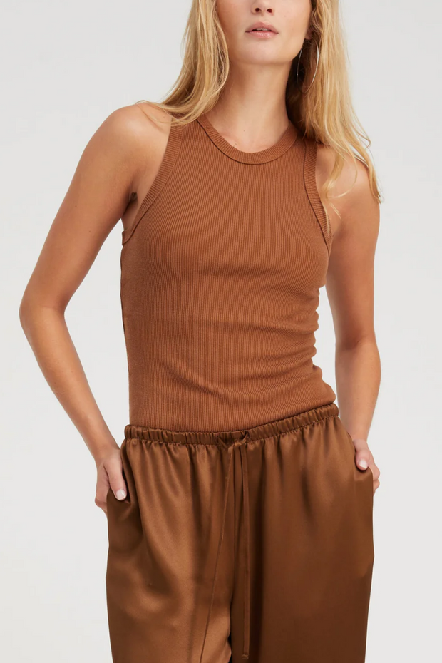 Image of Sprwmn rib racer tank in chestnut