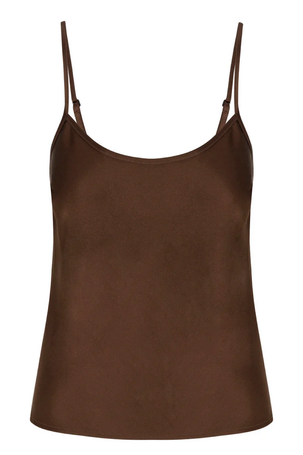 Image of Sprwmn brown spaghetti strap cami