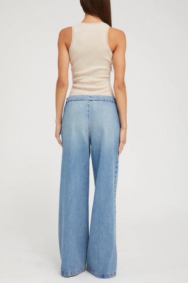 Image of SPRWMN wide leg pintuck pull on jean