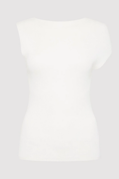 St. Agni asymmetric knit top in white