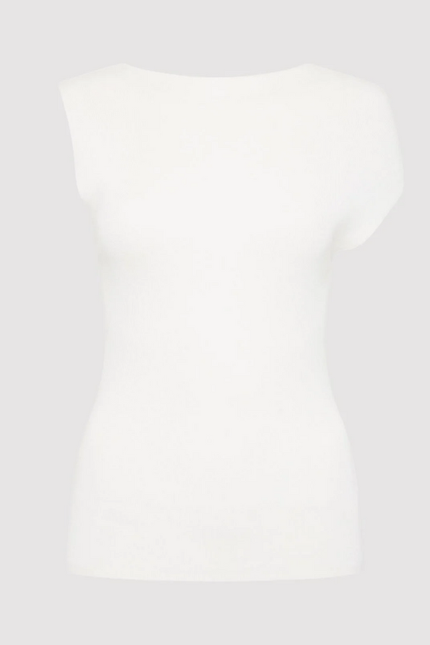 St. Agni asymmetric knit top in white
