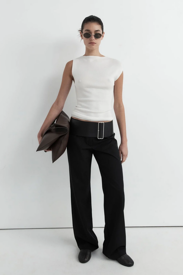 St. Agni asymmetric knit top in white