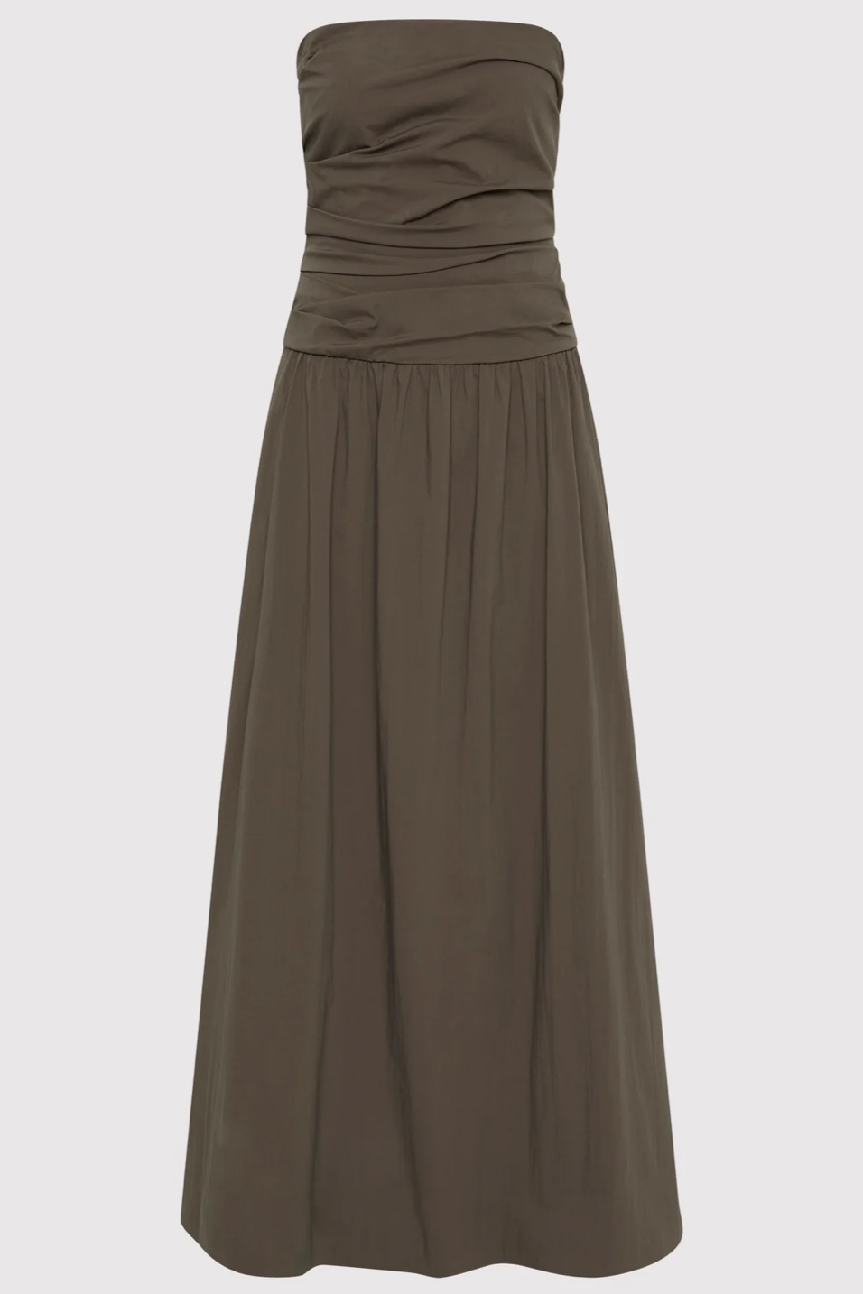 Image of Khaki strapless tie back dress