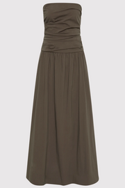 Image of Khaki strapless tie back dress