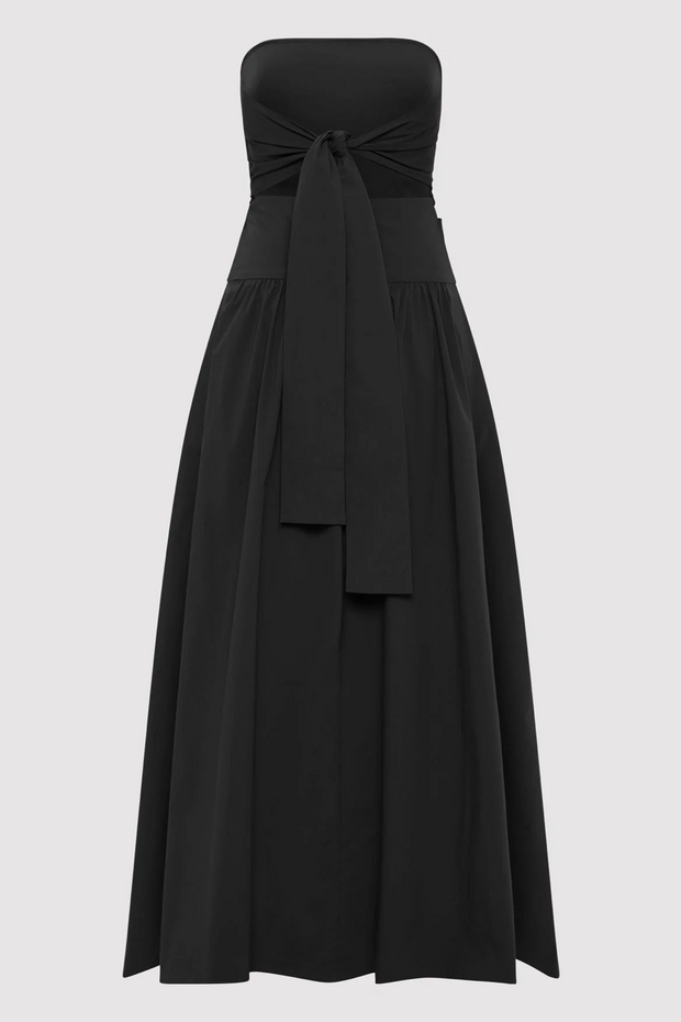 Image of St Agni strapless gathered tie back dress inn black