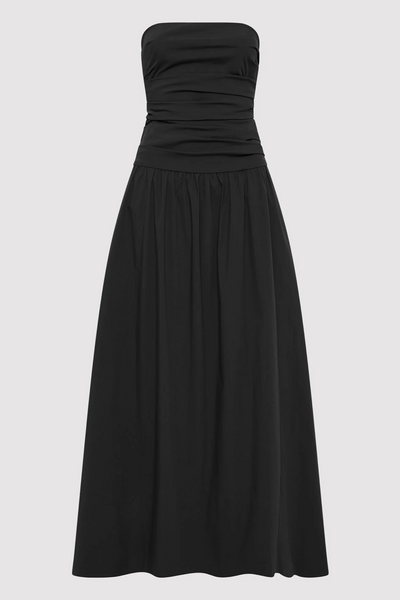 Image of St Agni strapless gathered tie back dress inn black
