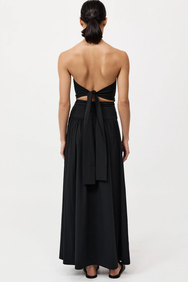 Image of St Agni strapless gathered tie back dress inn black