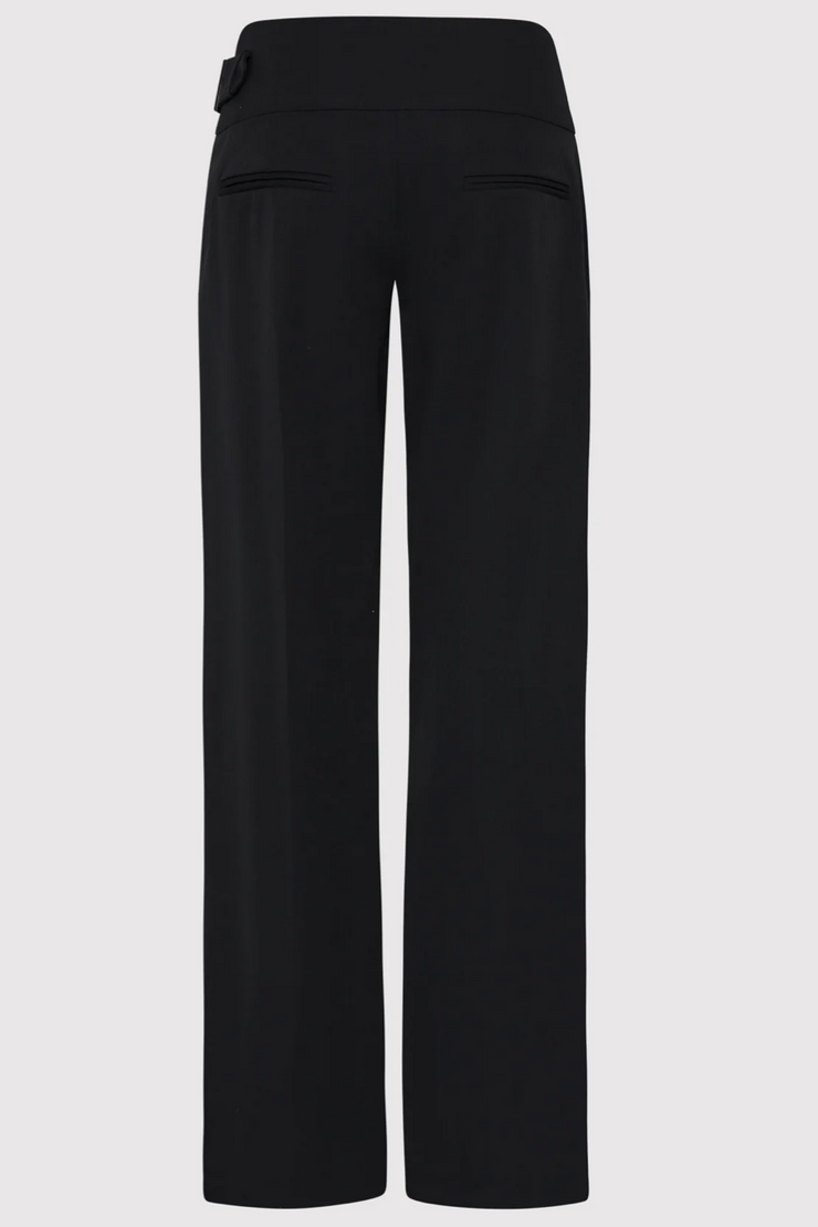 Black pants on a light gray background