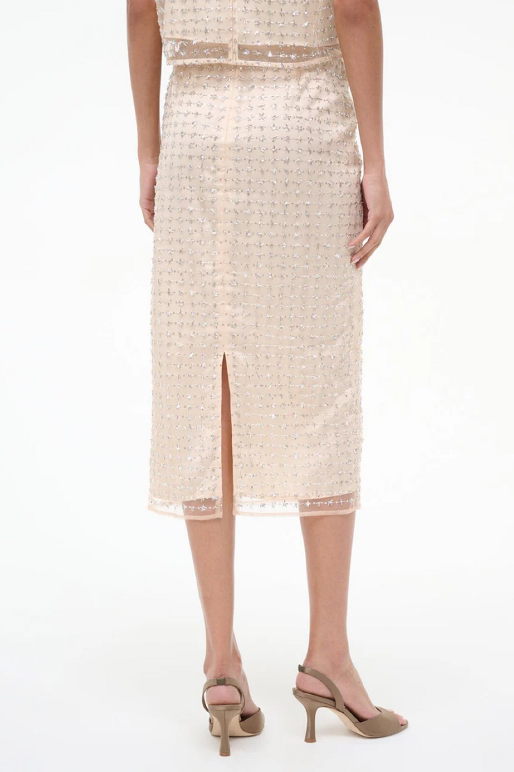 Two tone beaded skirt on a white background